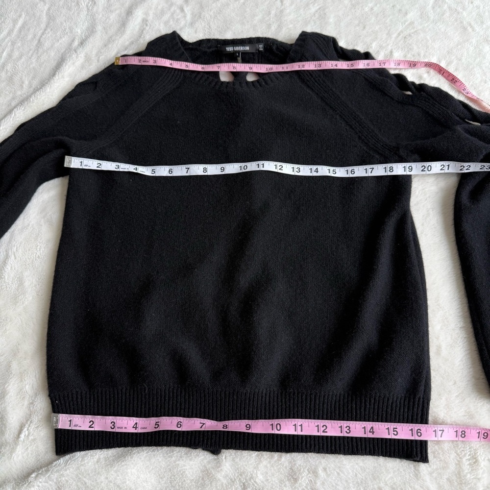 Tess Giberson 100% Cashmere Black Cable Knit Long Sleeve Sweater L - Picture 6 of 12